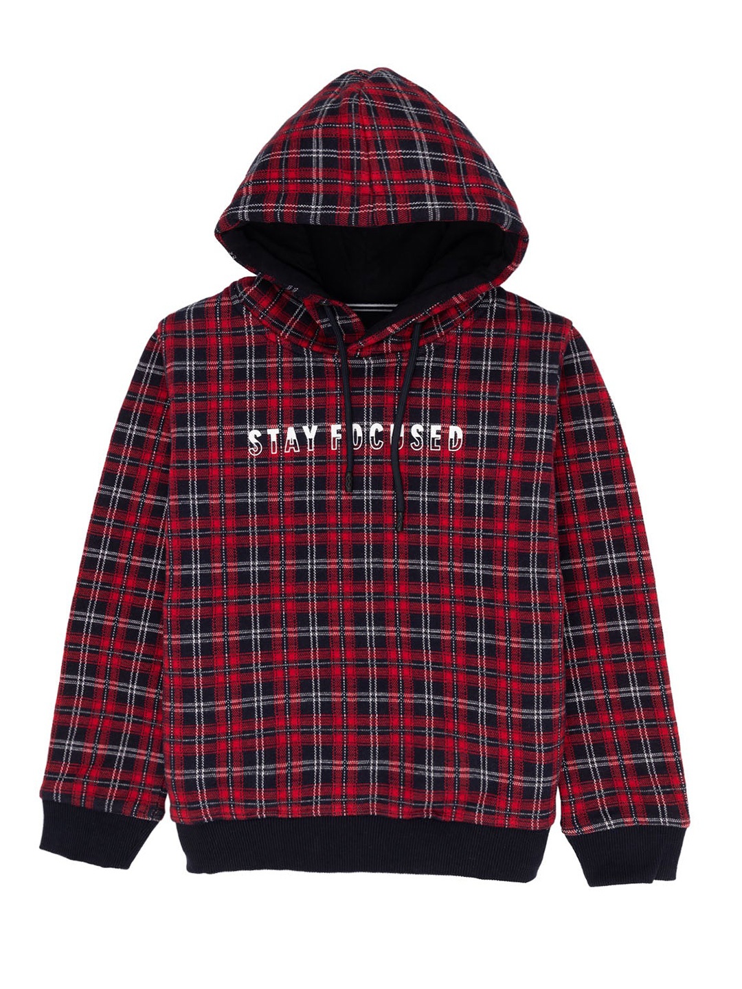 

Status Quo Boys Checked Hooded Pure Cotton Sweatshirt, Red