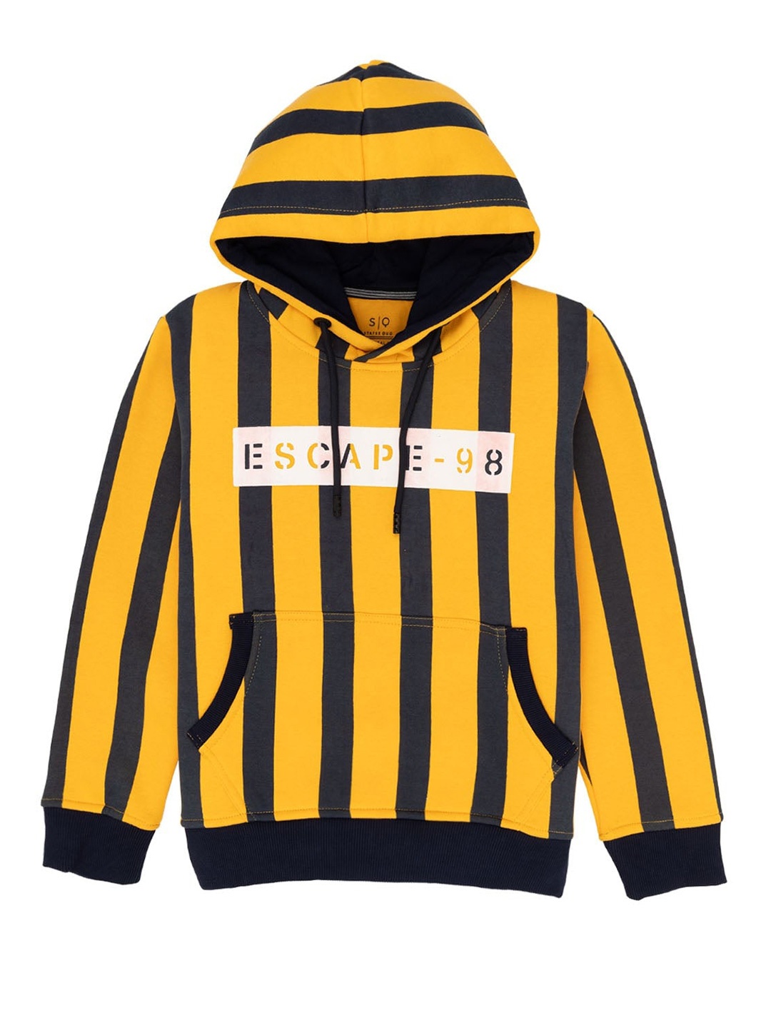 

Status Quo Boys Striped Hooded Pure Cotton Sweatshirt, Yellow
