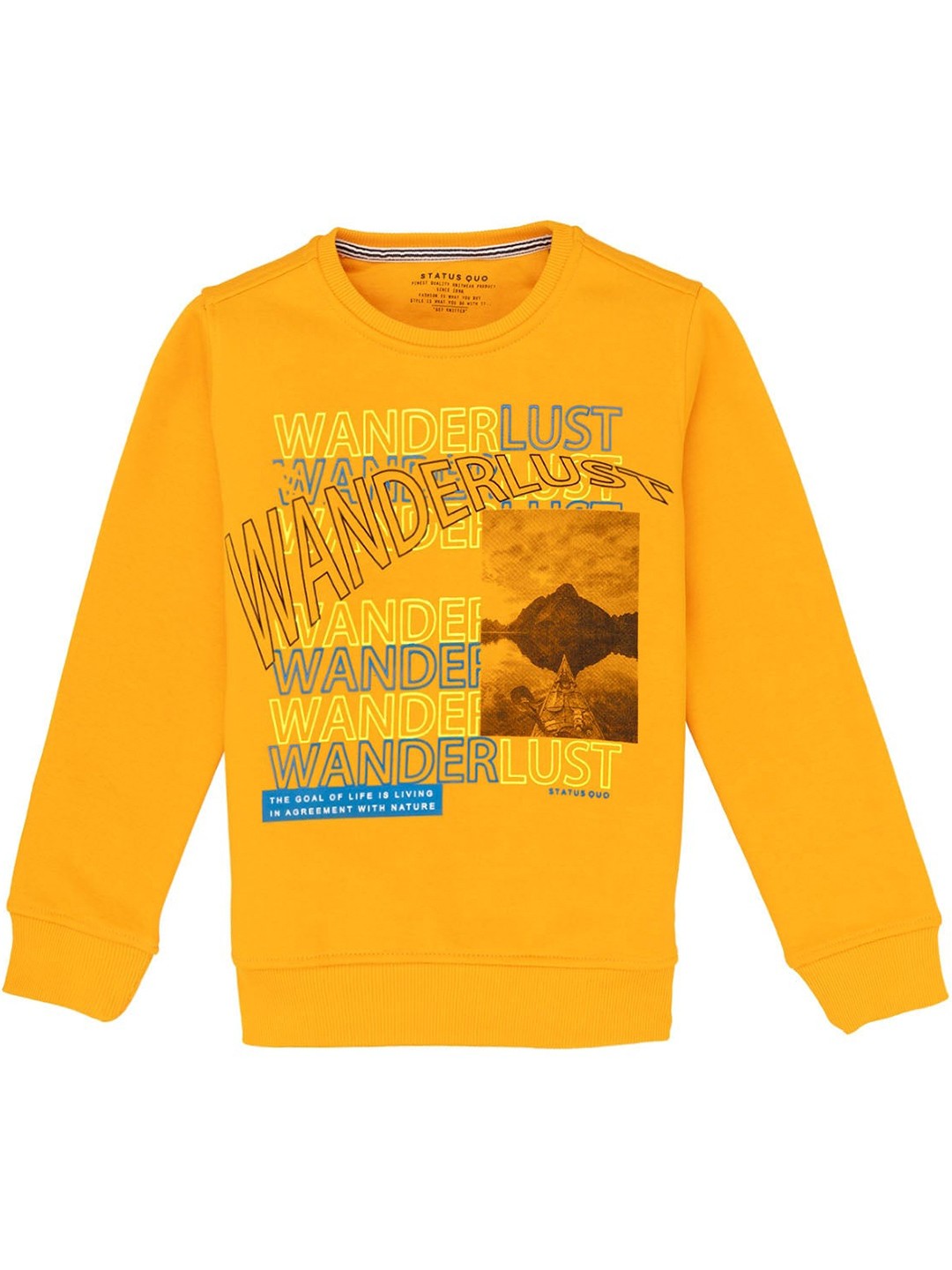 

Status Quo Boys Printed Round Neck Pure Cotton Sweatshirt, Yellow