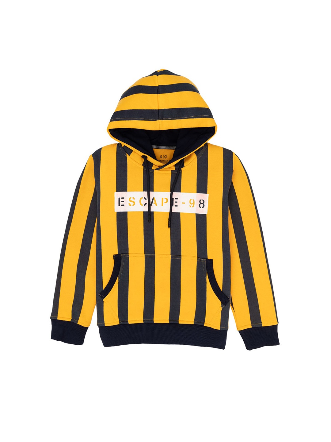 

Status Quo Boys Striped Hooded Pure Cotton Sweatshirt, Yellow