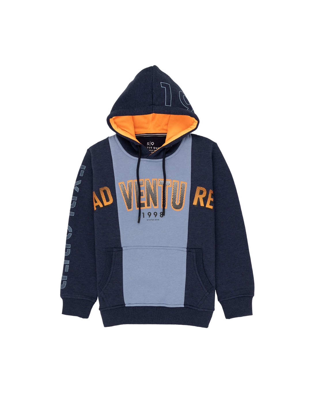 

Status Quo Boys Colourblocked Hooded Pure Cotton Sweatshirt, Blue
