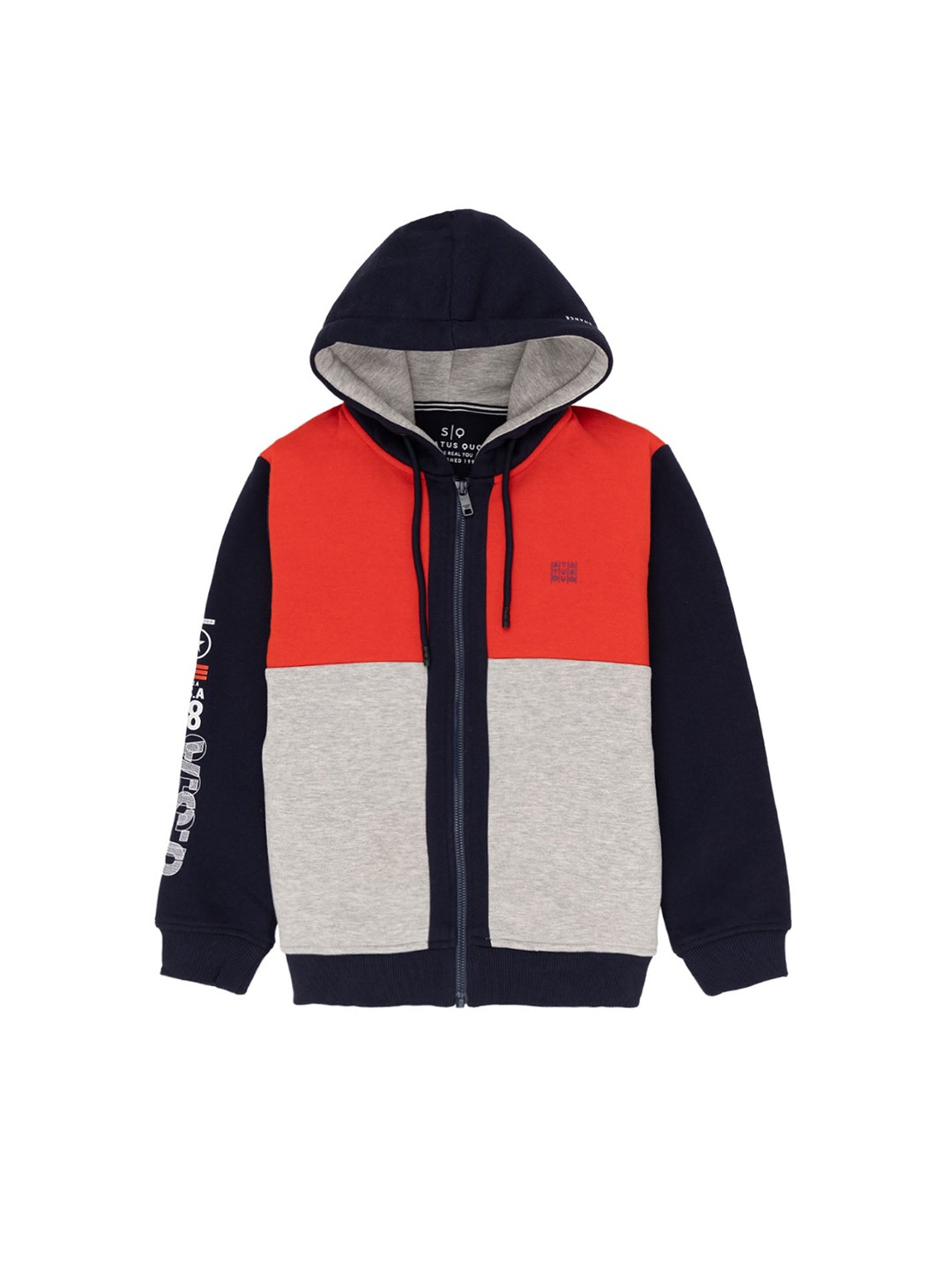 

Status Quo Boys Colourblocked Hooded Cotton Sweatshirt, Orange