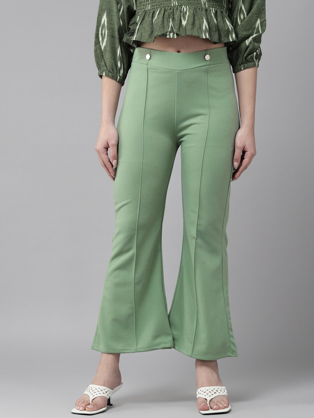

BAESD Solid Bell Bottom Pant, Green