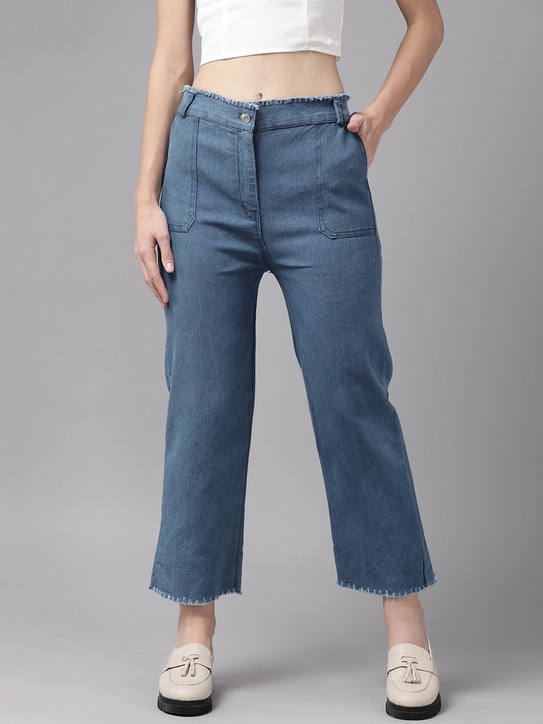 

BAESD Women High Rise Stretchable Cotton Jeans, Blue