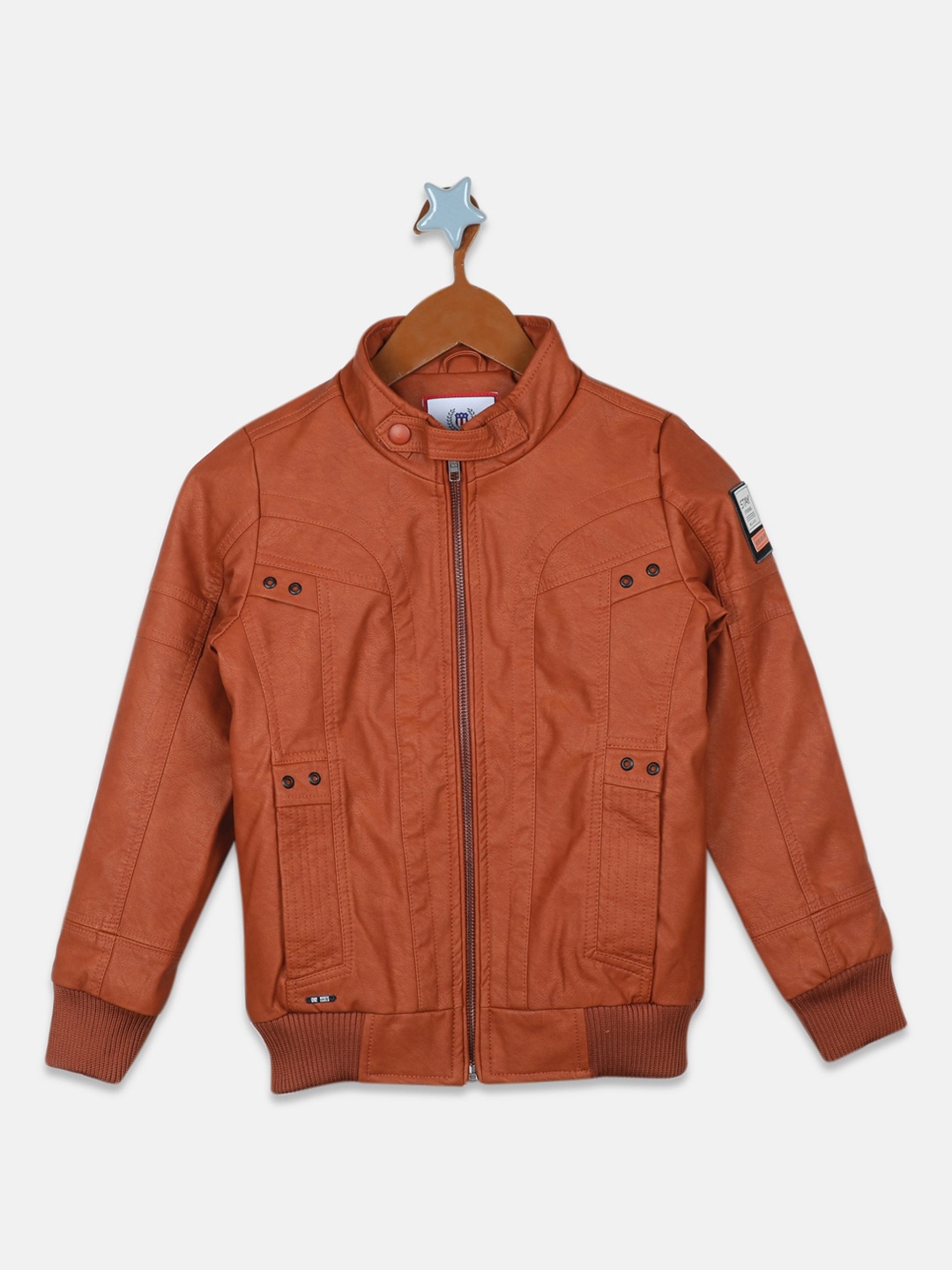 

Monte Carlo Boys Stand Collar Applique Bomber, Brown
