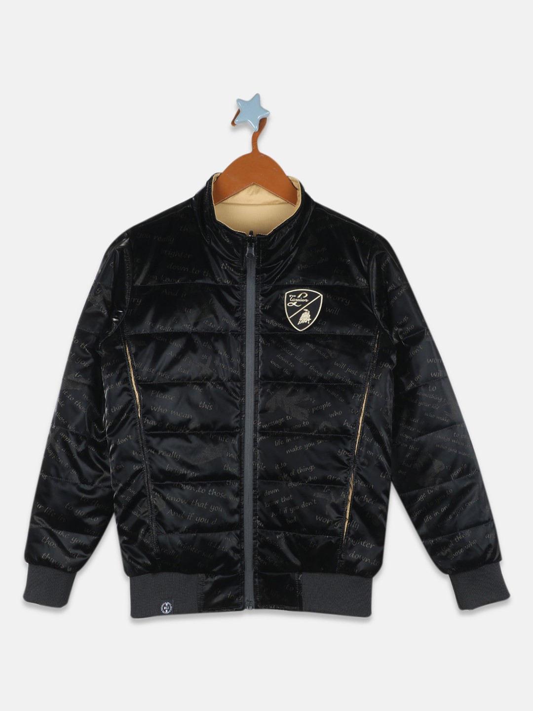 

Monte Carlo Boys Typography Printed Stand Collar Bomber, Black