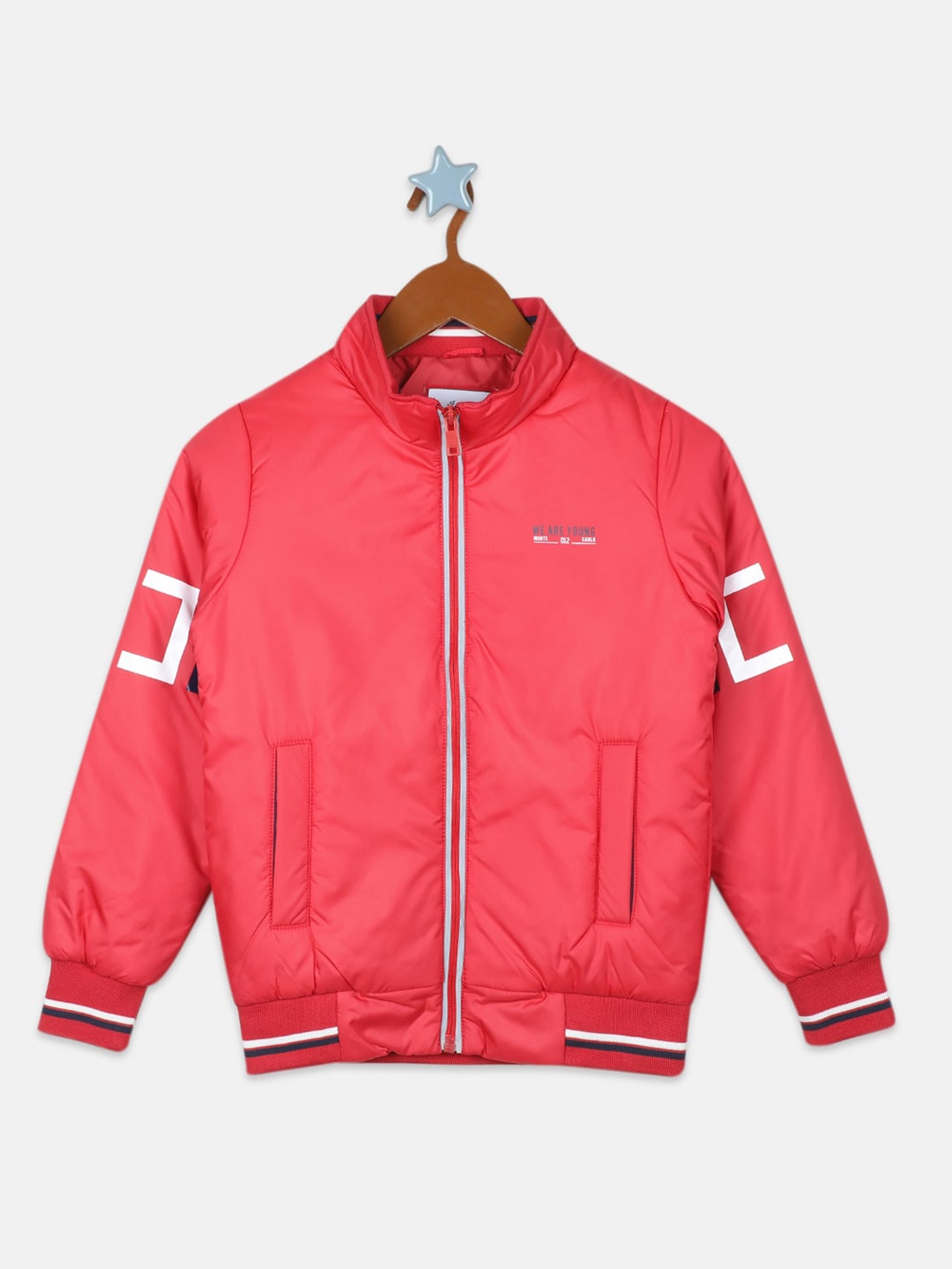 

Monte Carlo Boys Mock Neck Bomber Jacket, Red