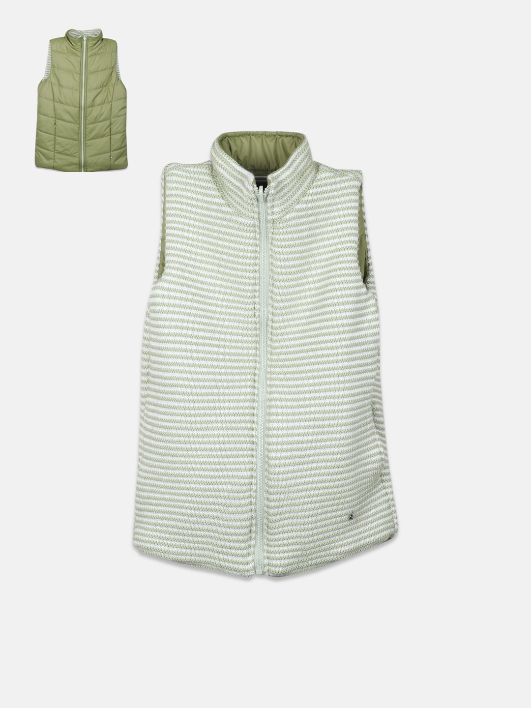 

Monte Carlo Girls Reversible sleeveless Longline Puffer Jacket, Green