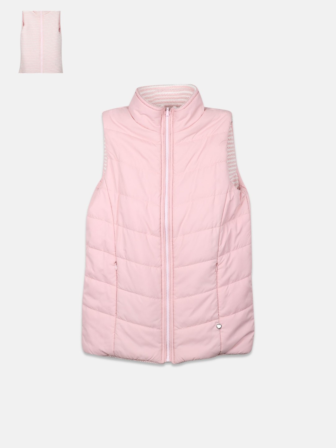 

Monte Carlo Girls Reversible Stand Colar Sleeveless Puffer Jacket, Pink