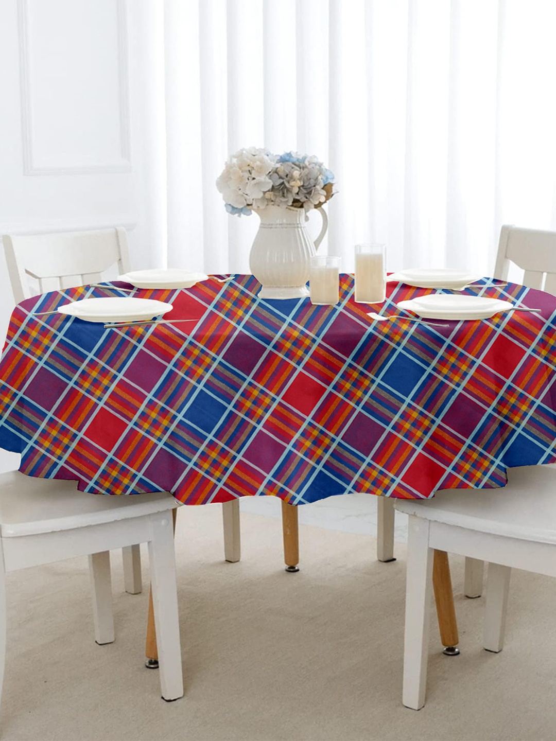 

Lushomes Red & Blue Printed 2 Seater Table Cover
