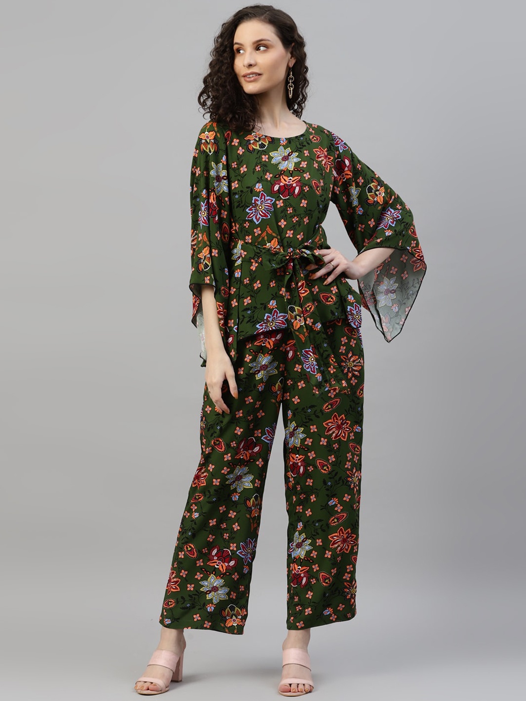 

DEEBACO Floral Printed Top & Trouser, Green