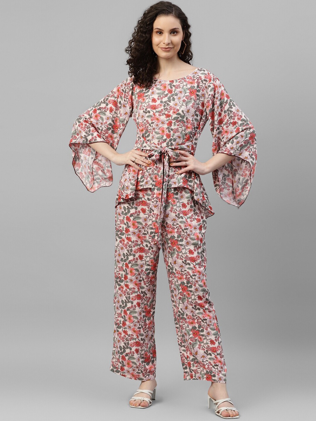 

DEEBACO Floral Printed Tunic With Trousers Co-Ords, White