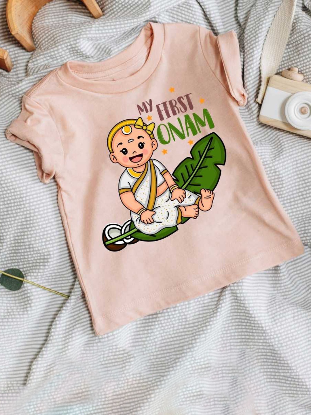 

KNITROOT Kids Graphic Printed Cotton Regular T-shirt, Peach