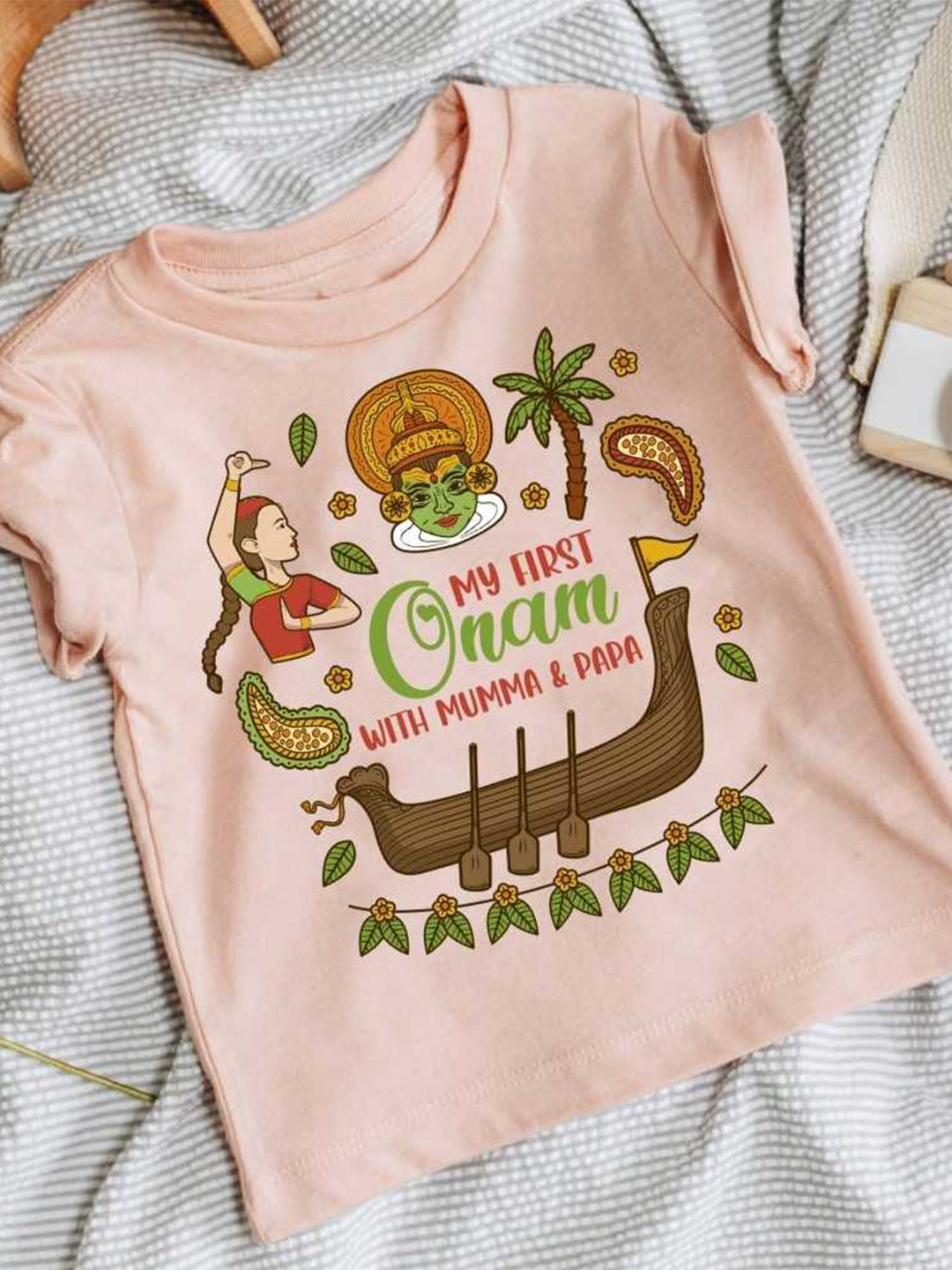 

KNITROOT Kids Graphic Printed Cotton Regular T-shirt, Peach
