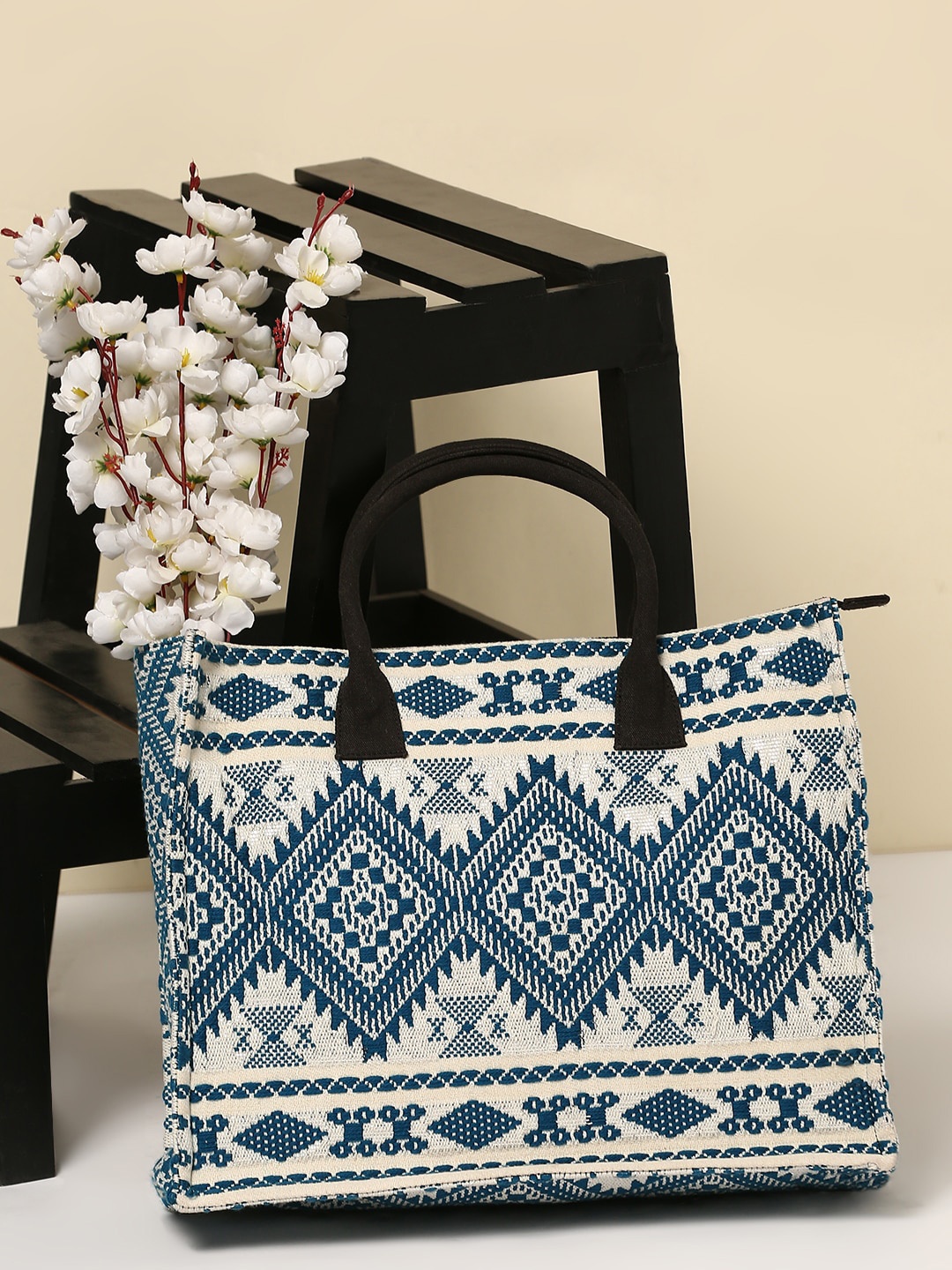 

Anouk Ethnic Motifs Printed Shopper Tote Bag, Blue