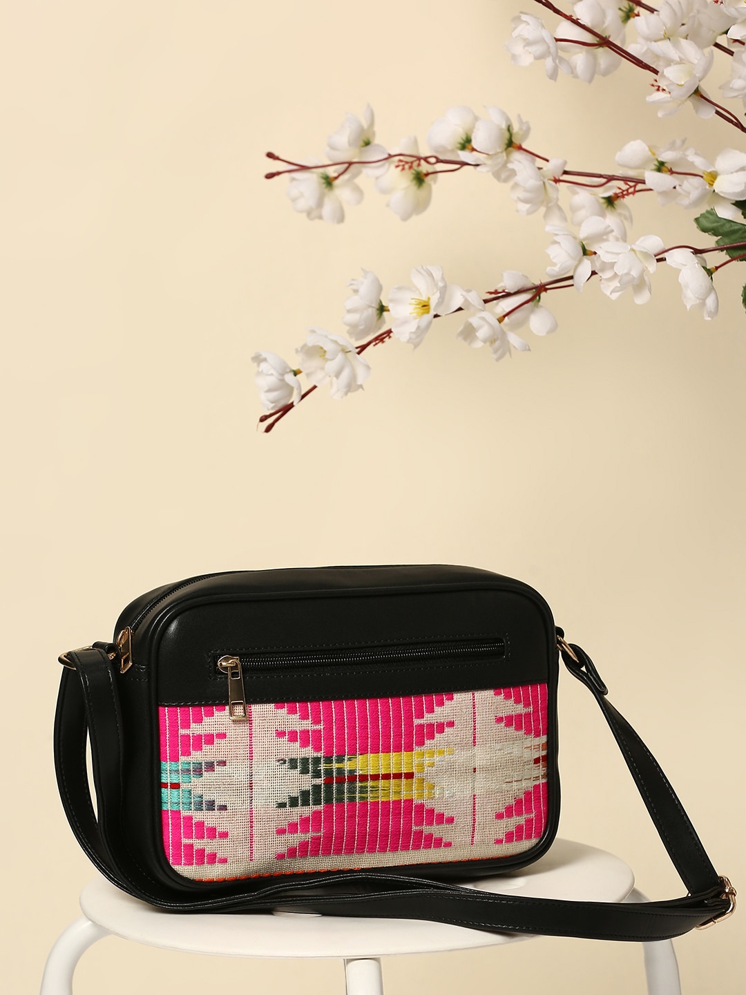 

Anouk Pink Self Design Structured Sling Bag