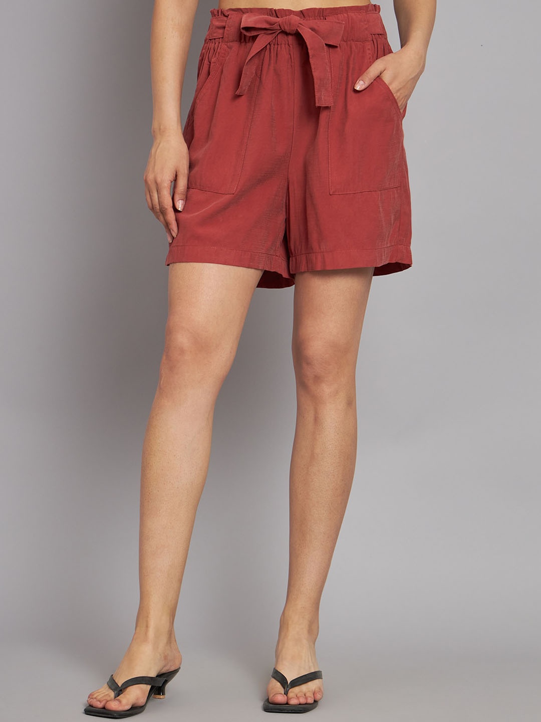 

NoBarr Women High-Rise Regular Fit Shorts, Brown