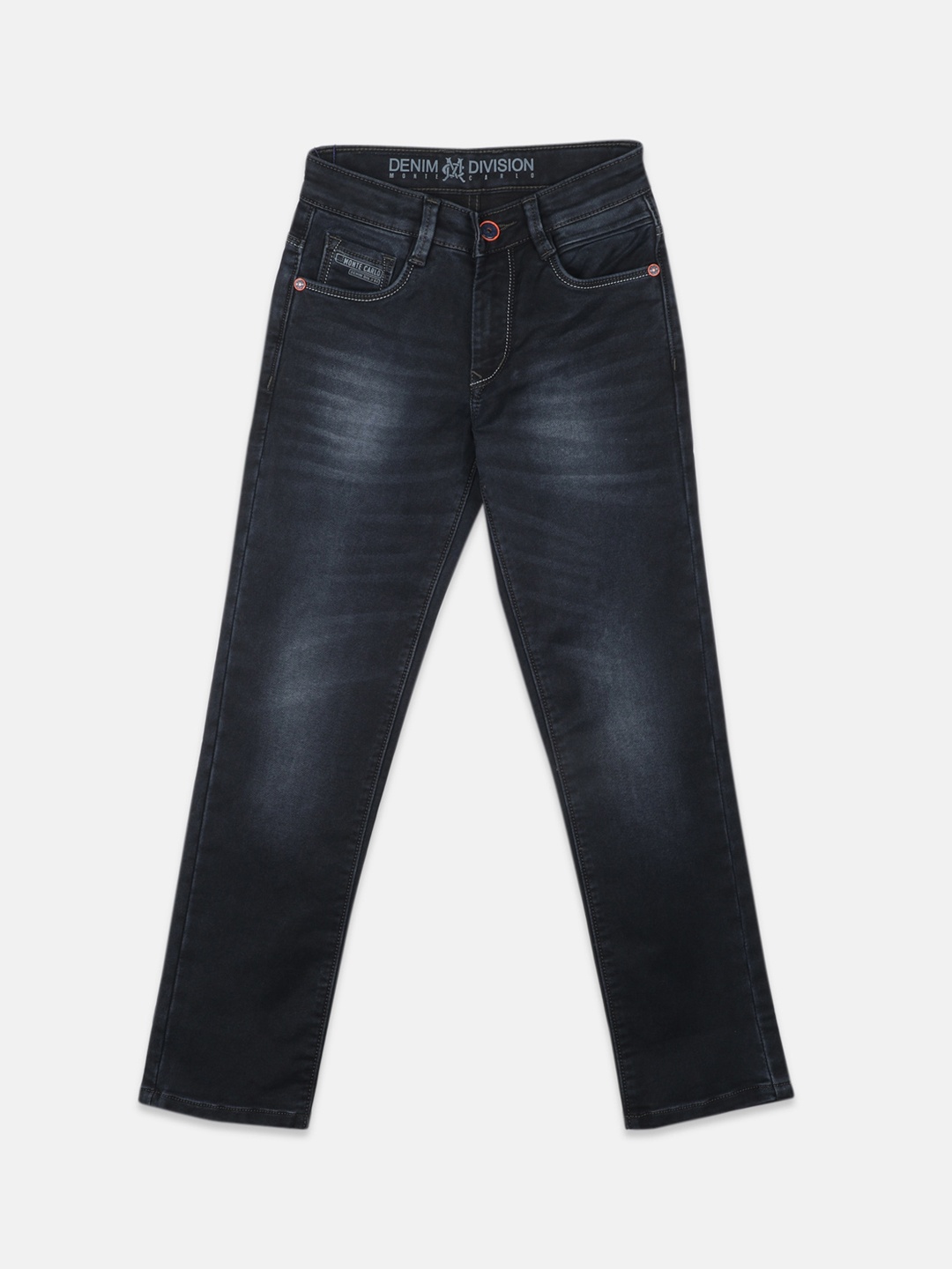 

Monte Carlo Boys Mid-Rise Clean Look Straight Fit Light Faded Jeans, Grey