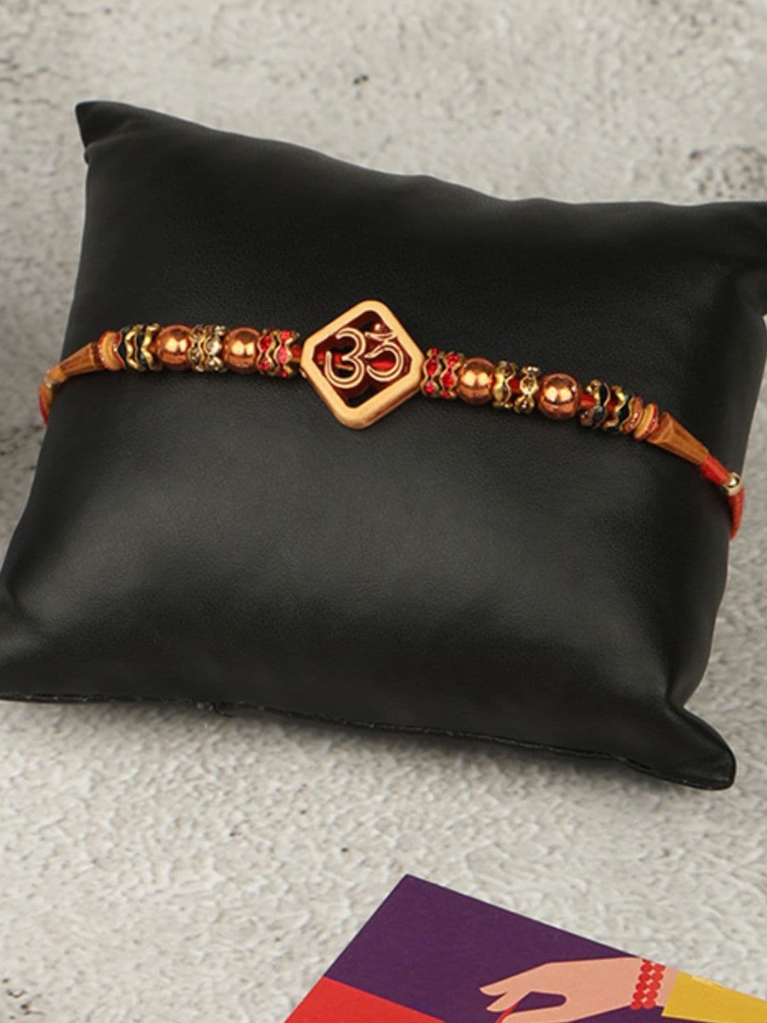 AccessHer Set Of 6 Stone-Studded & Beaded Rakhis, Gold