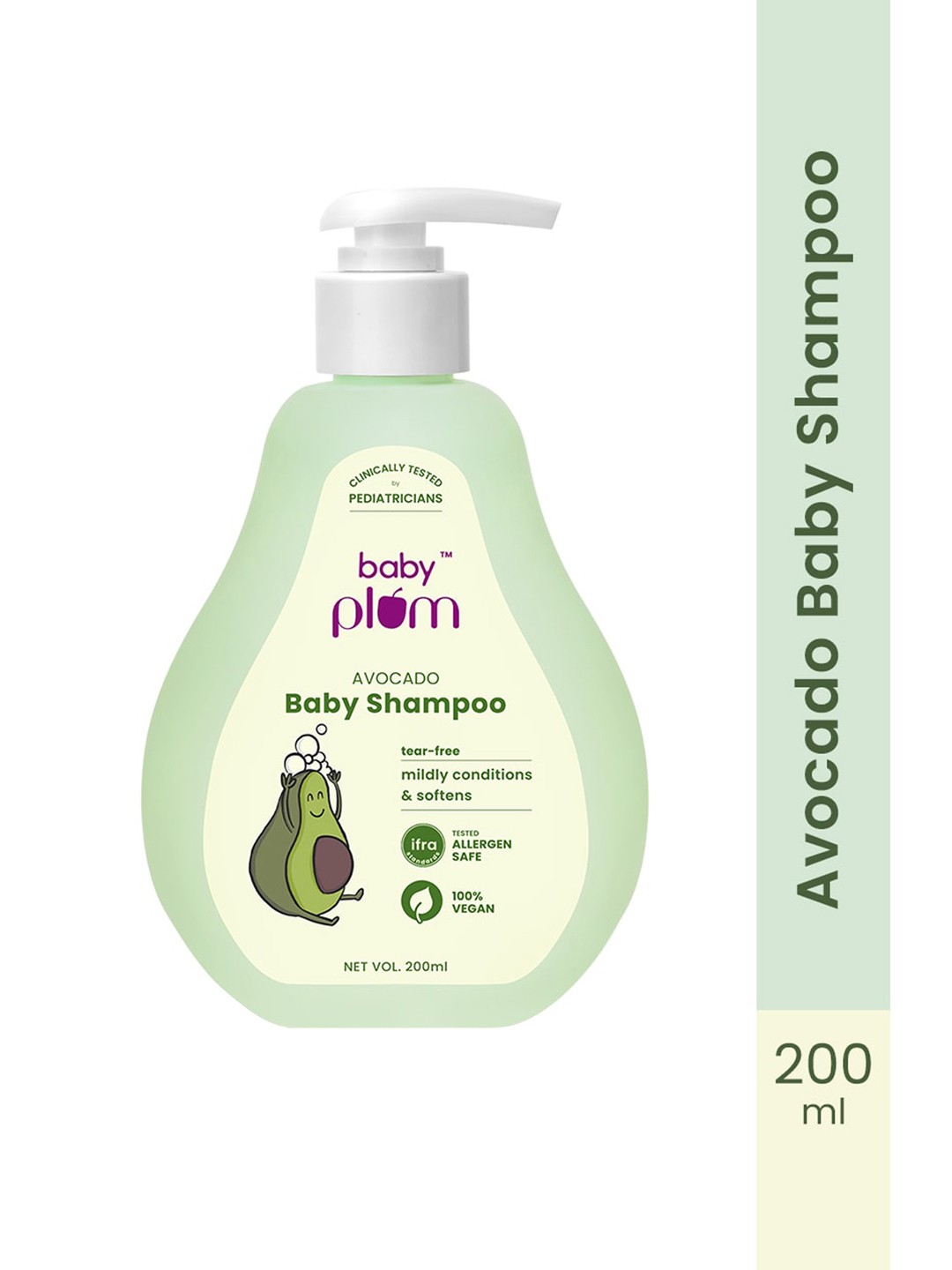

Plum Baby Avocado Tear Free Shampoo to Mildly Conditions & Softens Skin - 200 ml, Green