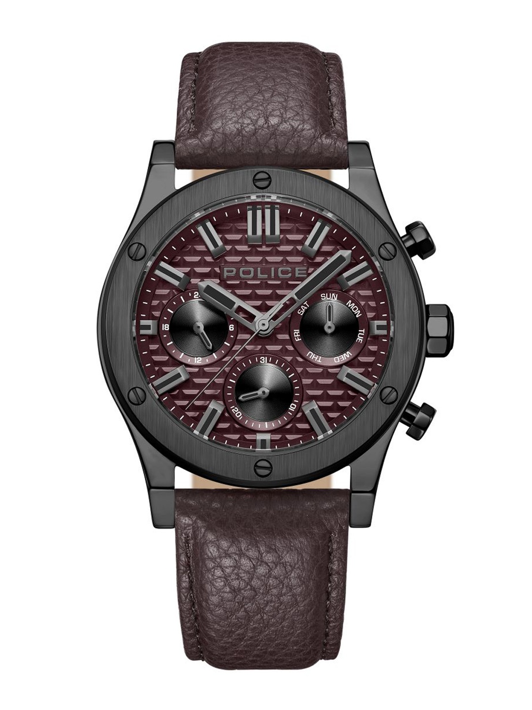

Police Men Leather Straps Analogue Watch PEWJF0006203, Brown