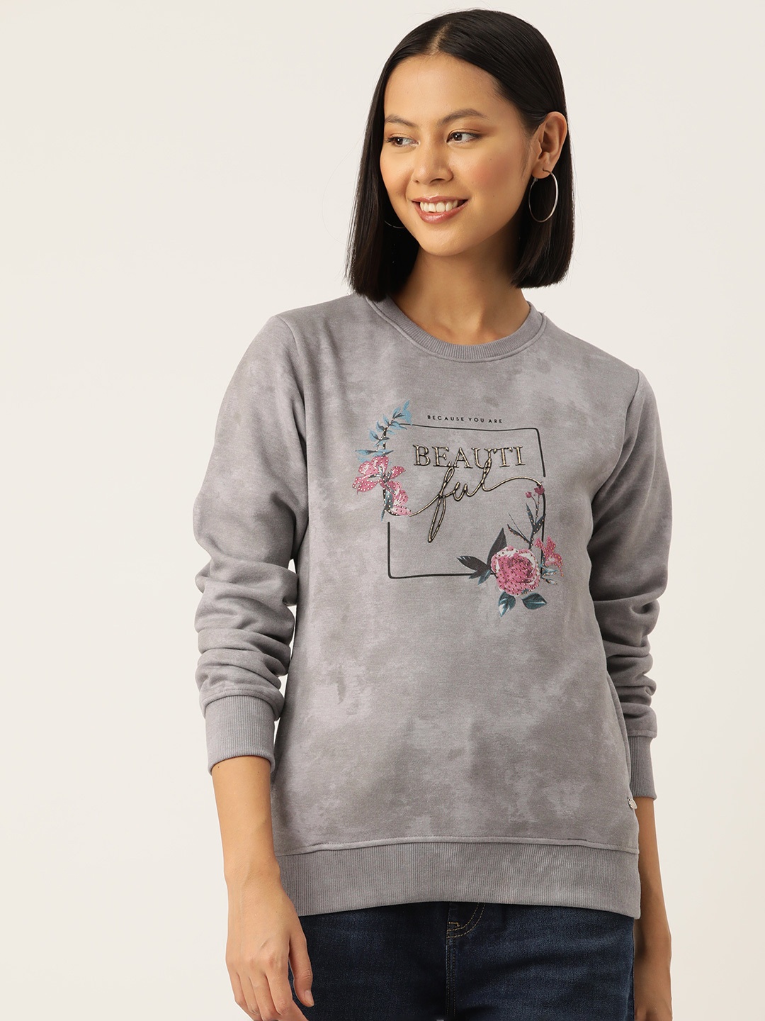 

Monte Carlo Women Printed Sweatshirt, Grey