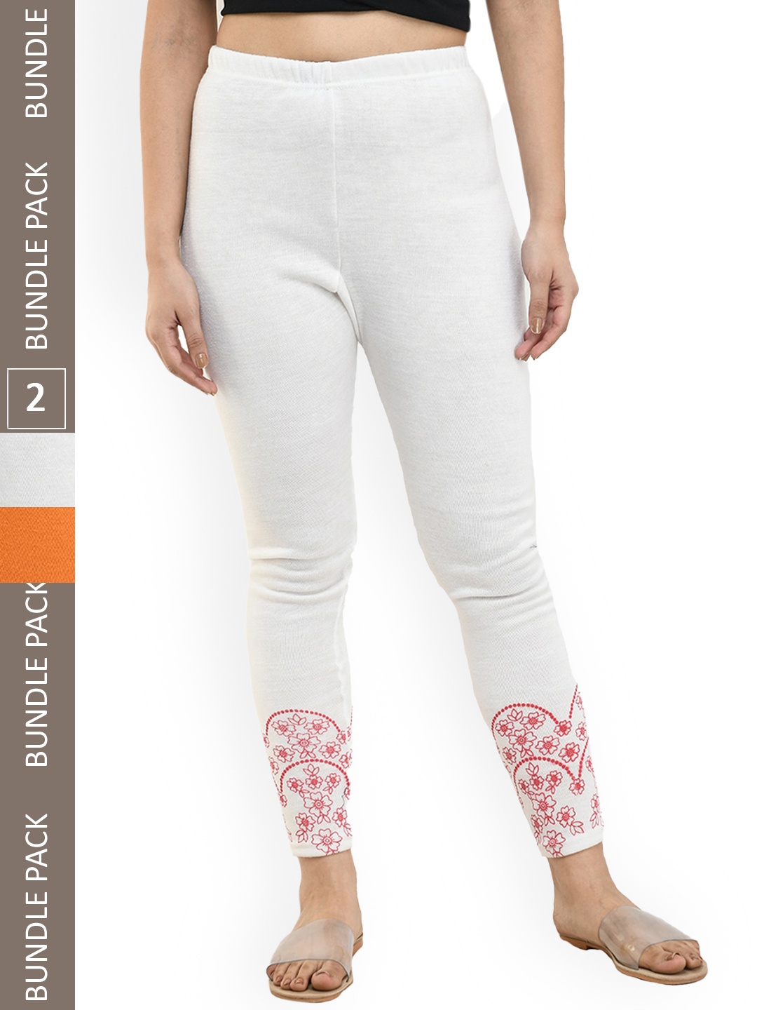 

IndiWeaves Pack of 2 Woolen Ankle-LengthLeggings, White