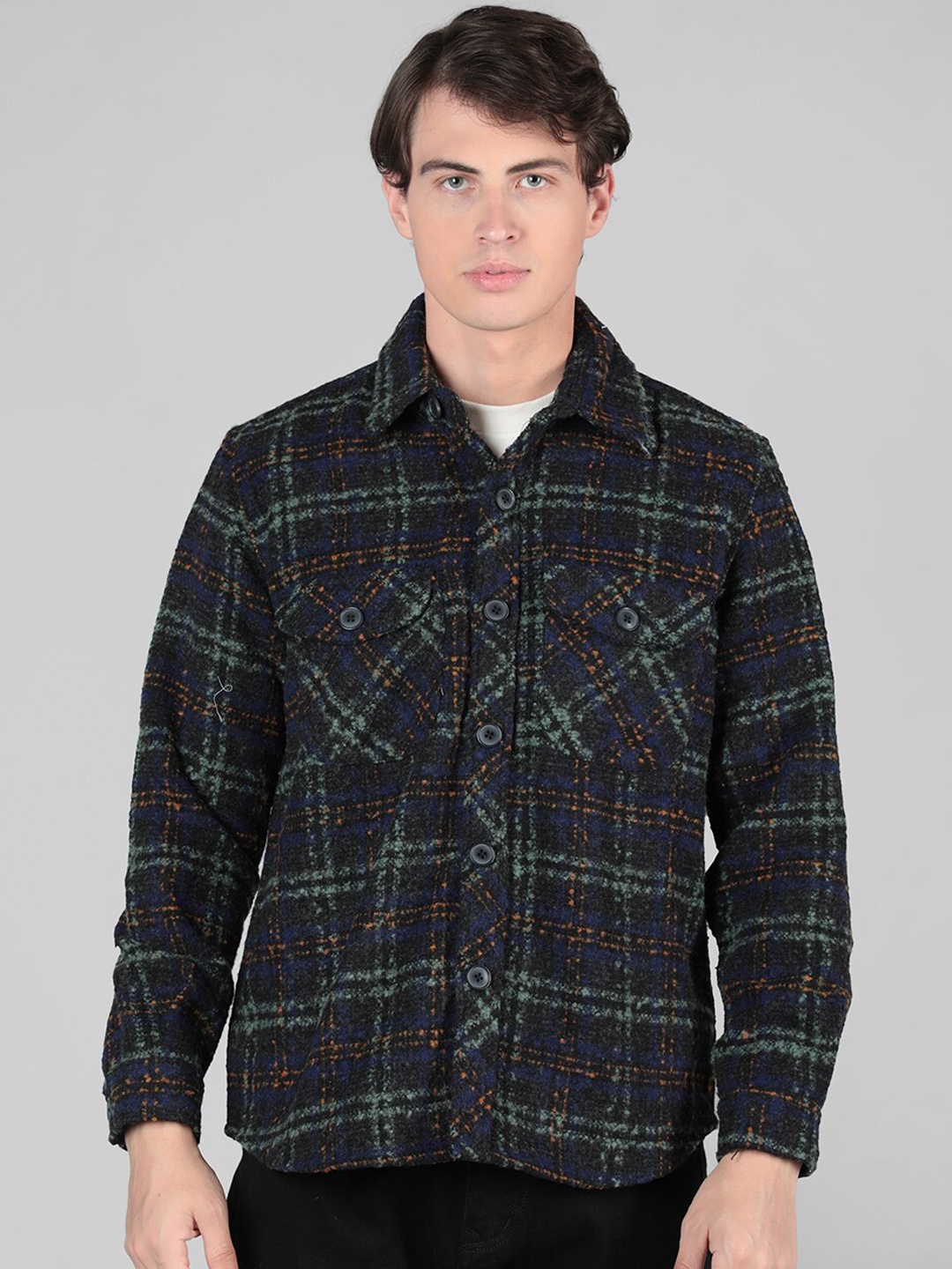 

Dlanxa Checked Woollen Winter Coat, Black