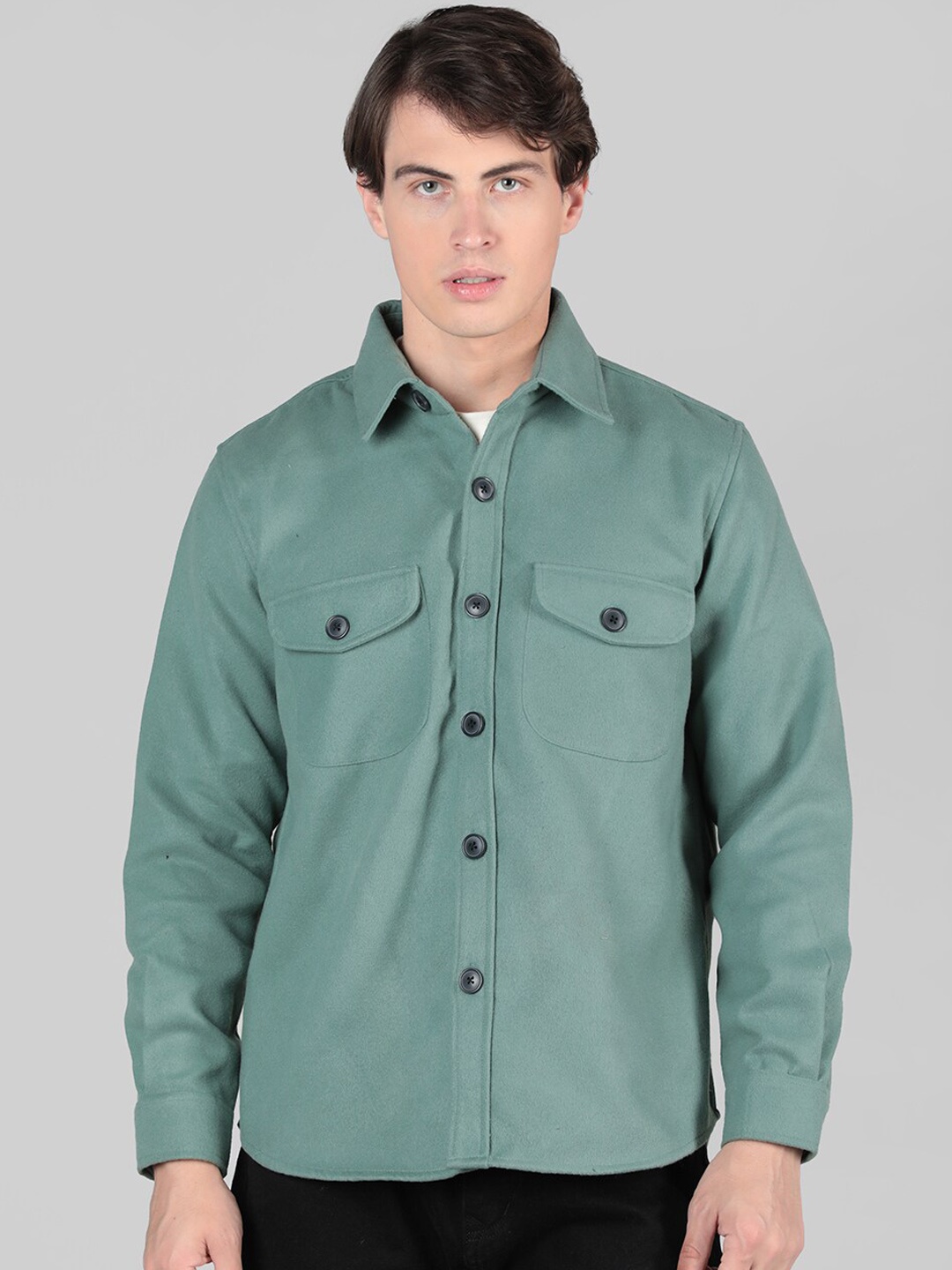 

Dlanxa Spread Collar Regular Fit Cotton Shirt, Green