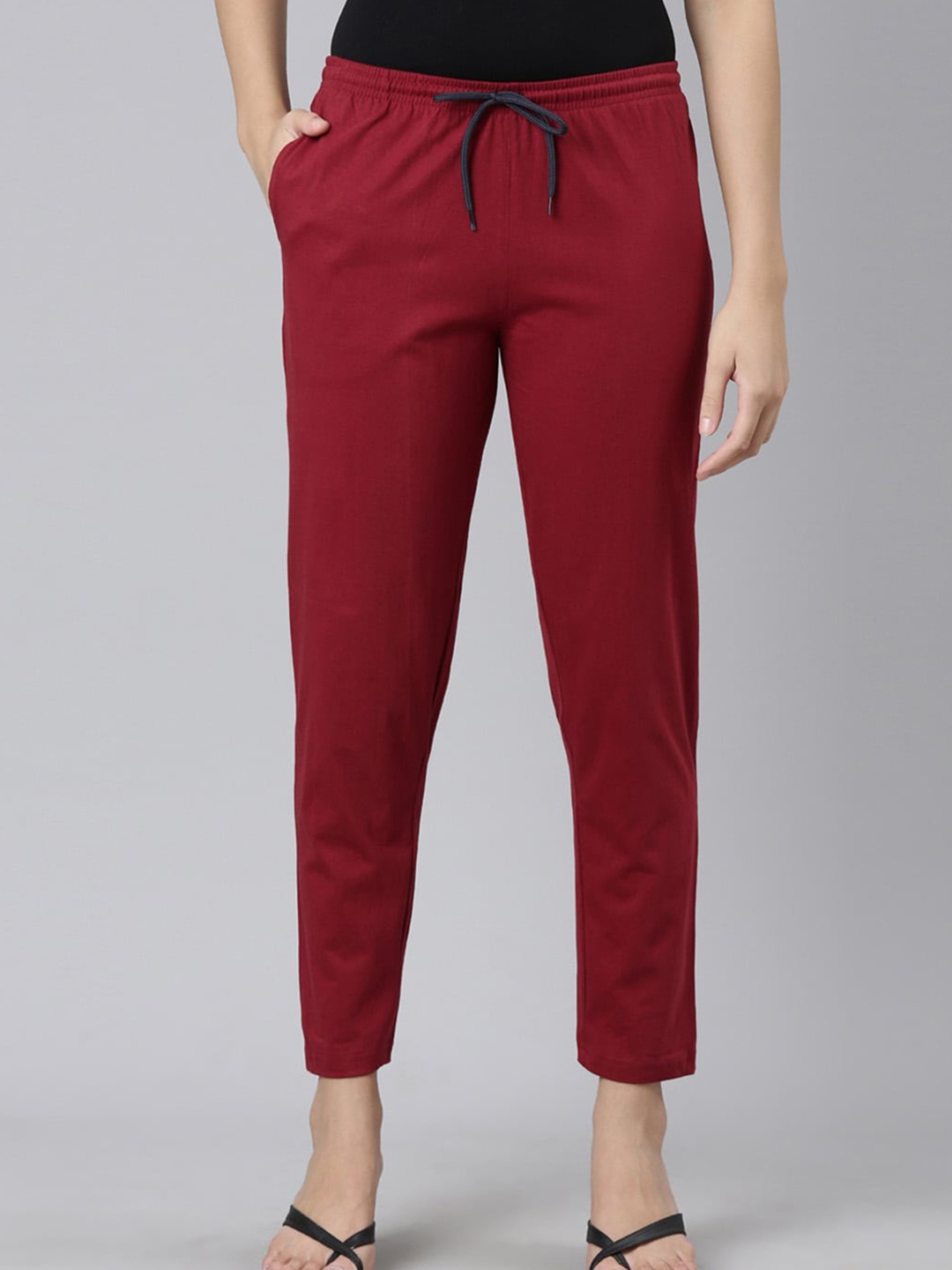 

Kryptic Mid-Rise Relaxed-Fit Pure Cotton Lounge Pants, Maroon