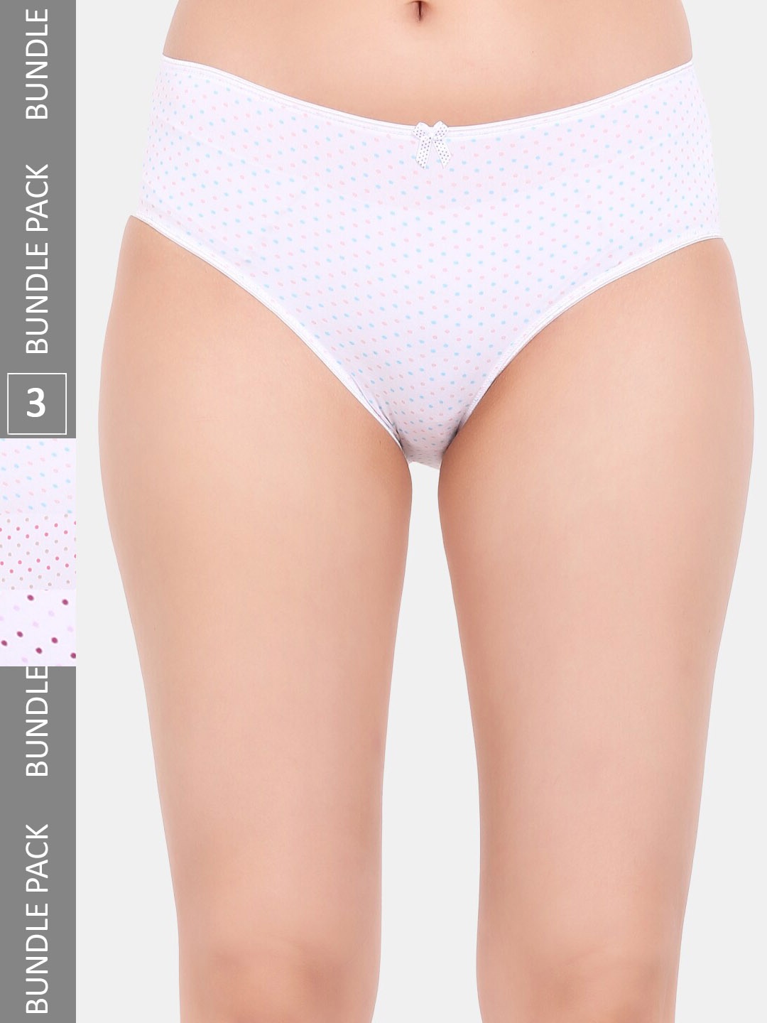

Amour Secret Pack Of 3 Micro Ditsy Printed Leak-Proof Hipster Briefs, White