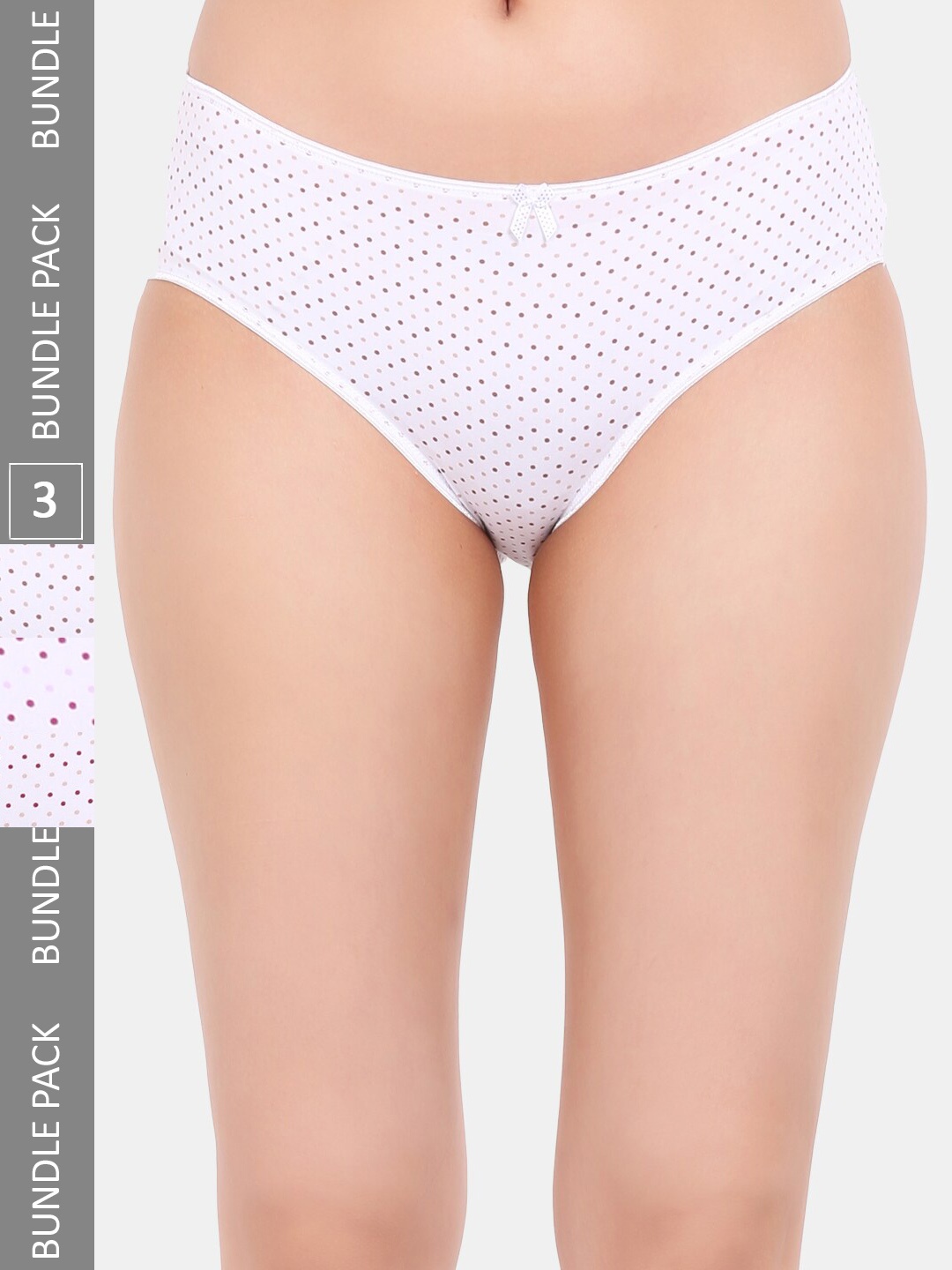 

Amour Secret Pack Of 3 Leak-Proof Polka Dot Printed Cotton Hipster Briefs, White