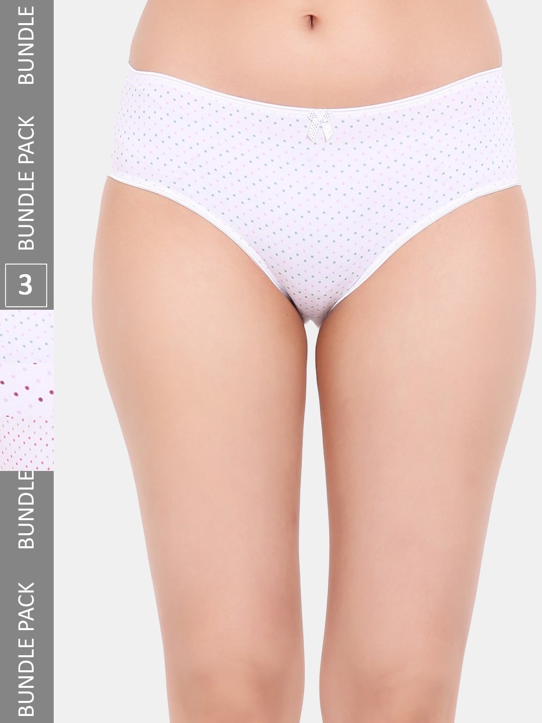 

Amour Secret Women Pack Of 3 Dot Printed Cotton Hipster Briefs, White