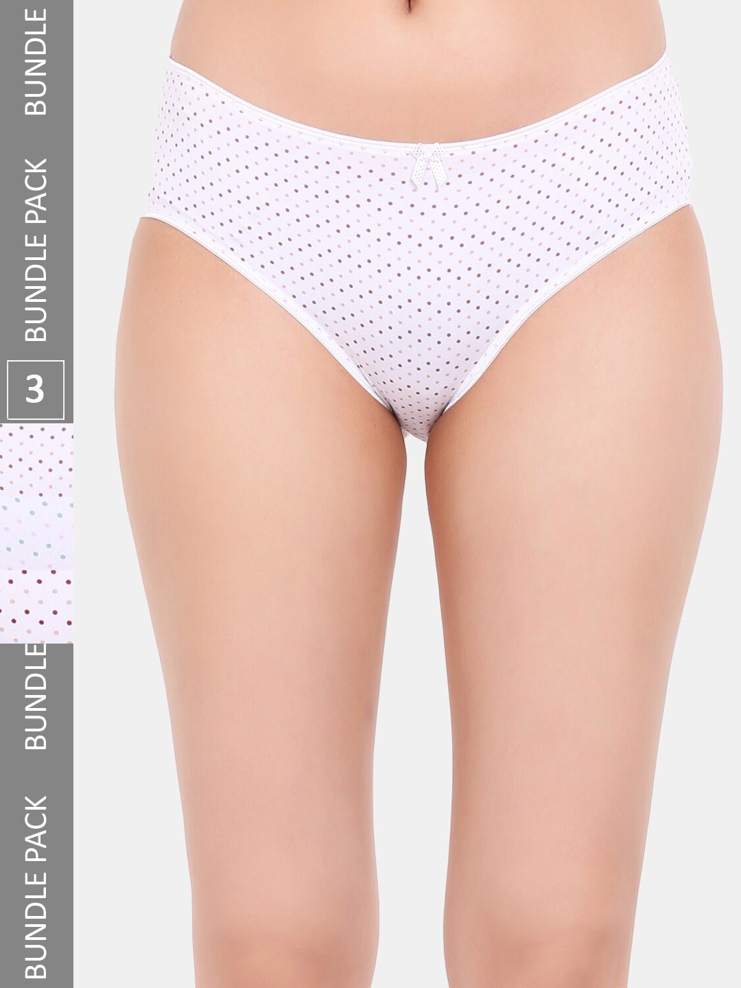 

Amour Secret Women Pack Of 3 Micro Ditsy Printed Leak-Proof Bikini Briefs, White