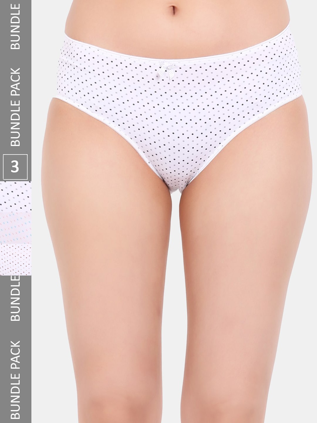 

Amour Secret Women Pack Of 3 Micro Ditsy Printed Leak-Proof Bikini Briefs, White