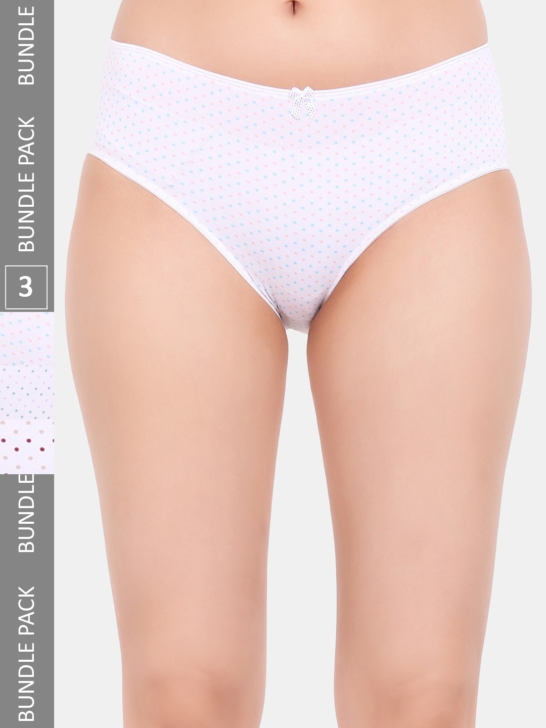 

Amour Secret Pack Of 3 Micro Ditsy Printed Leak-Proof Cotton Hipster Briefs, White