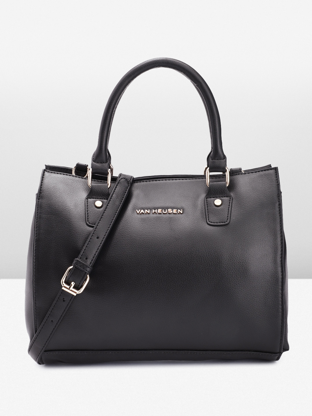 

Van Heusen Solid Structured Handheld Bag, Black