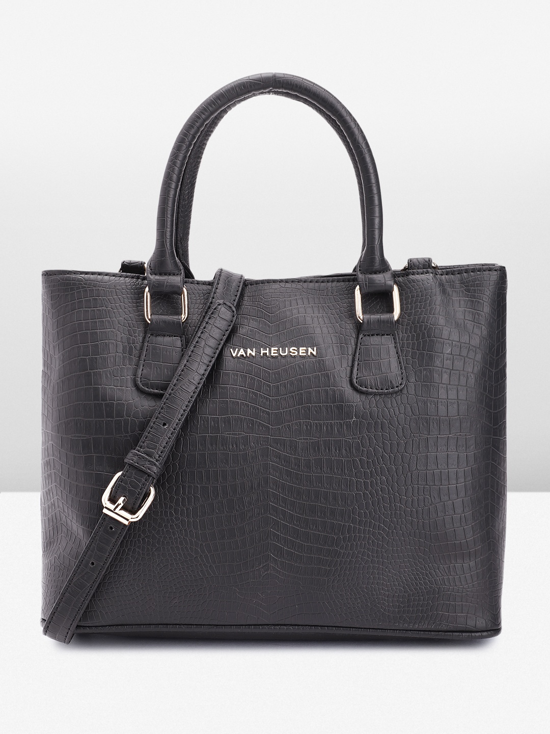 

Van Heusen Textured Structured Handheld Bag, Black