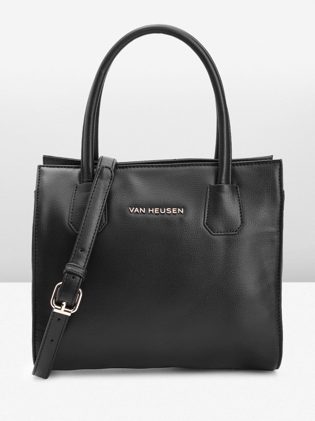 

Van Heusen Solid Structured Handheld Bag, Black