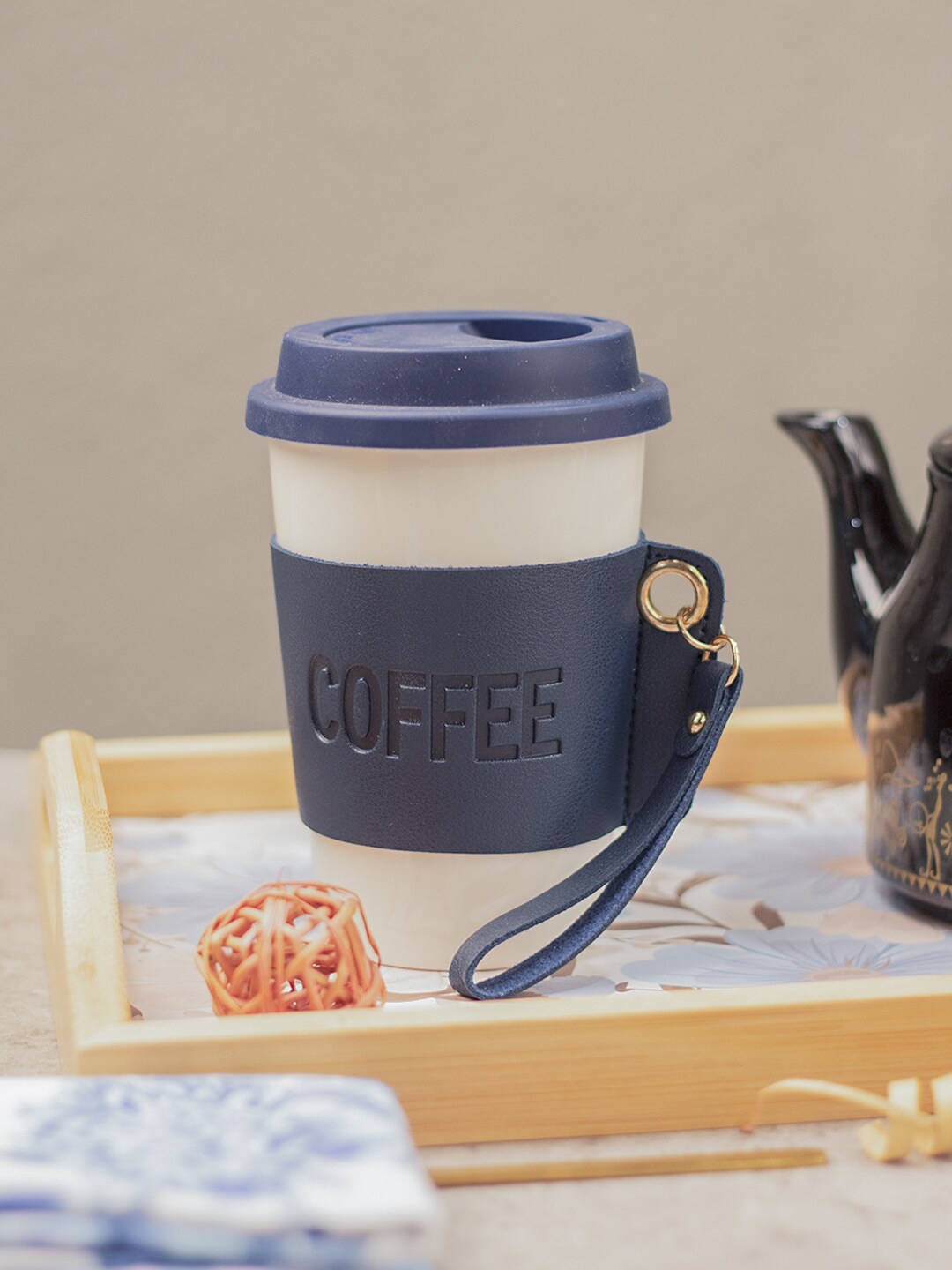MARKET99 White & Blue Colourblocked Water Bottle 350 ml