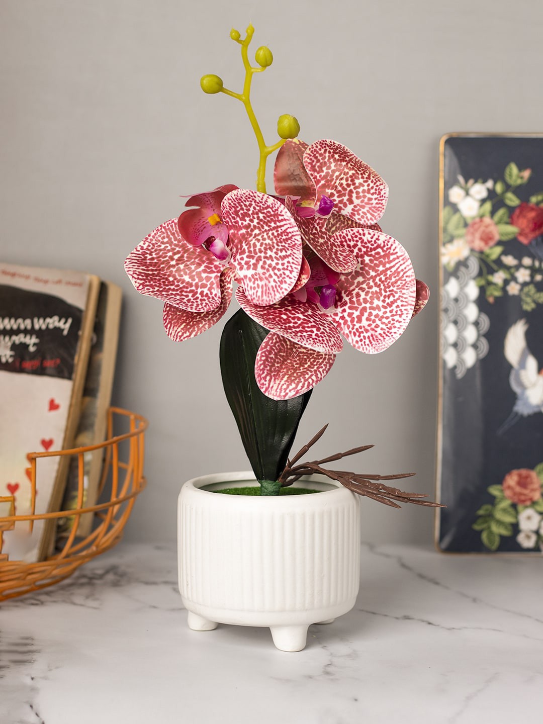 

MARKET99 Pink & White Artificial Flower With Pot