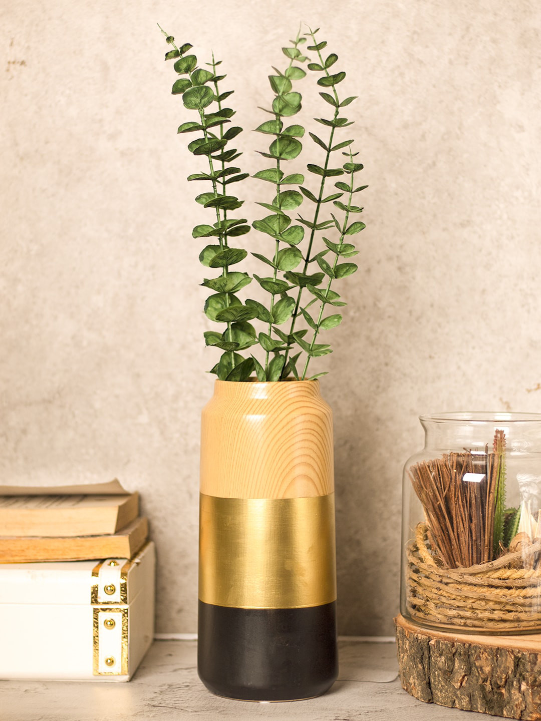 

MARKET99 Black & Brown Colourblocked Ceramic Flower Vase