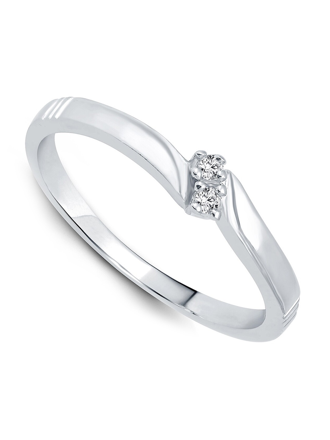 

Vighnaharta Rhodium-Plated CZ-Studded Finger Ring, Silver