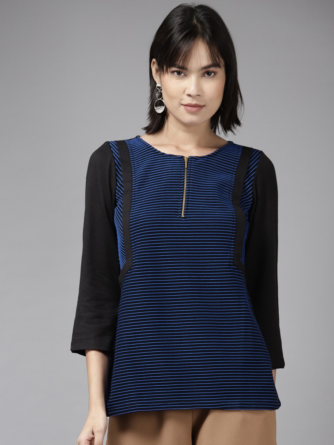 

BAESD Striped Georgette Top, Blue