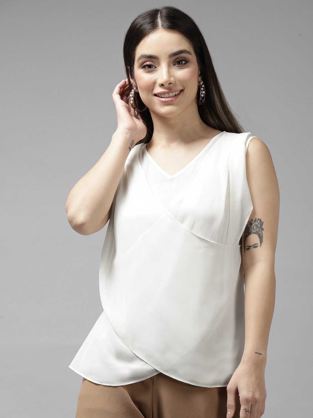 

BAESD Sleeveless Wrap Top, White