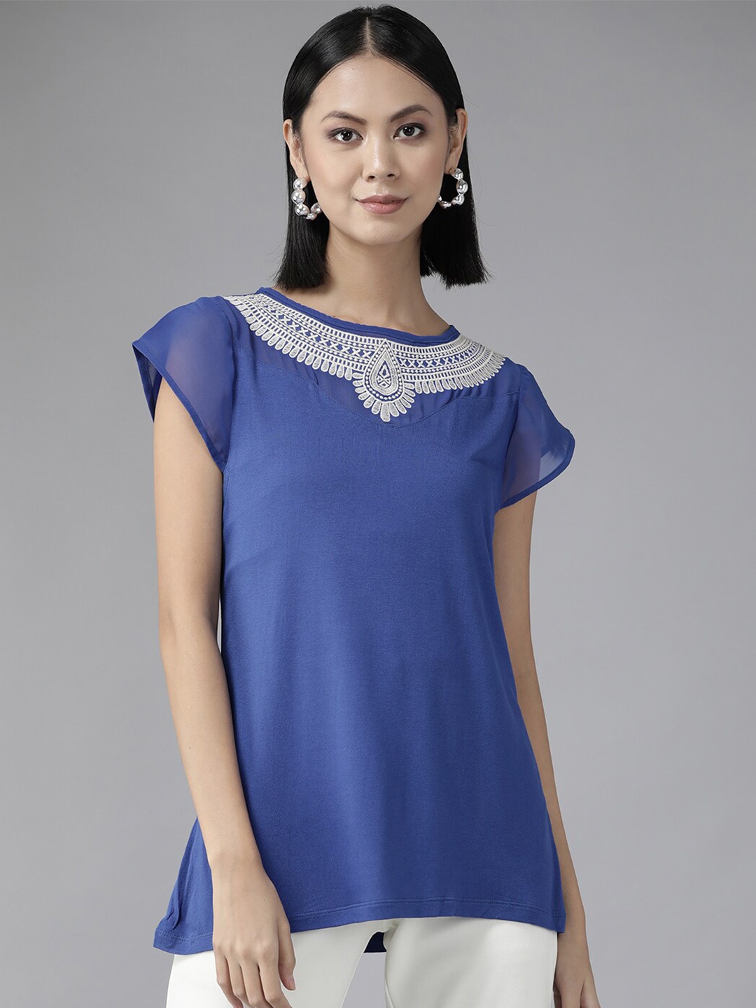 BAESD Extended Sleeves Top, Blue