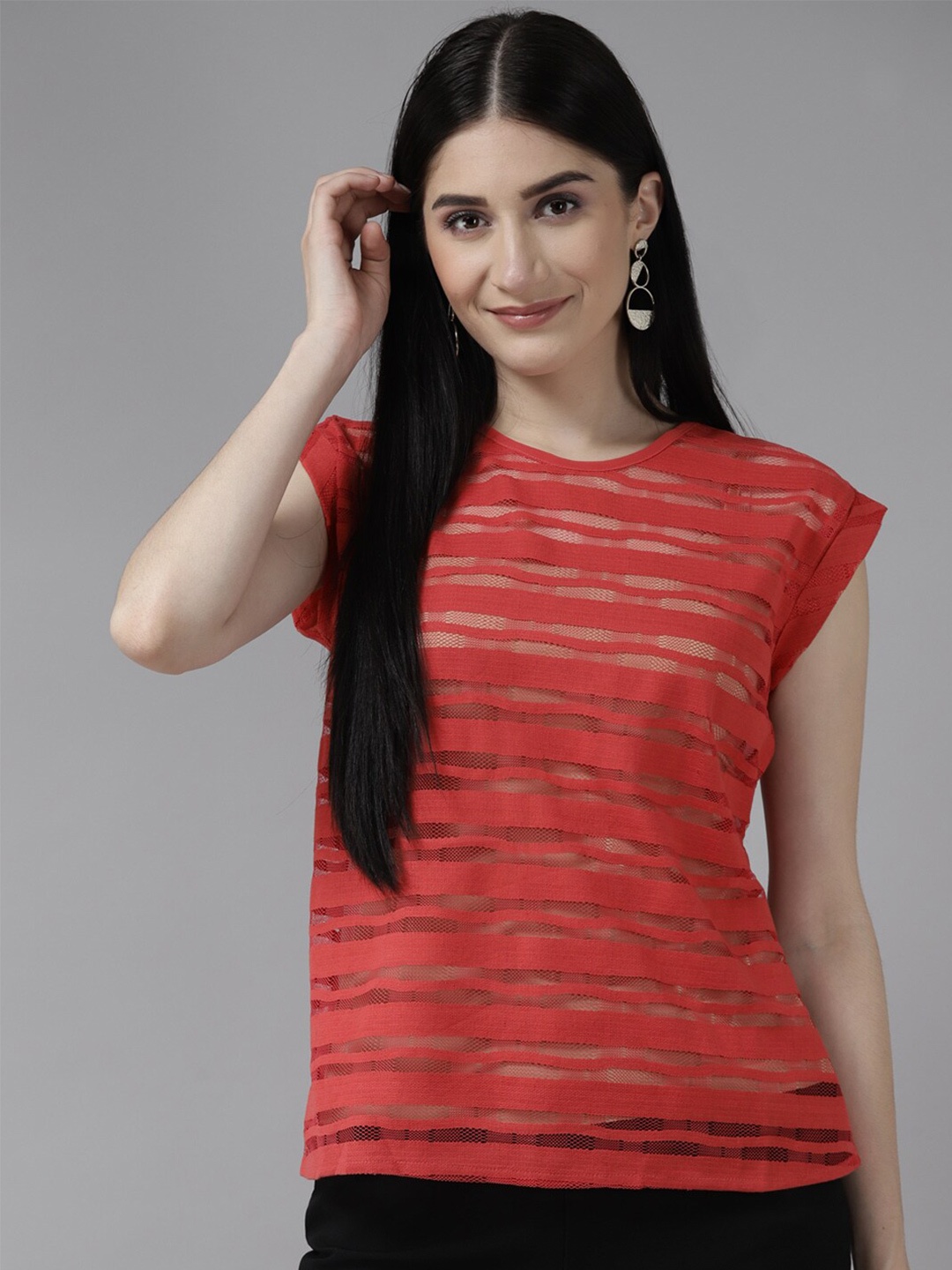 

BAESD Self Design Extended Sleeves Top, Red