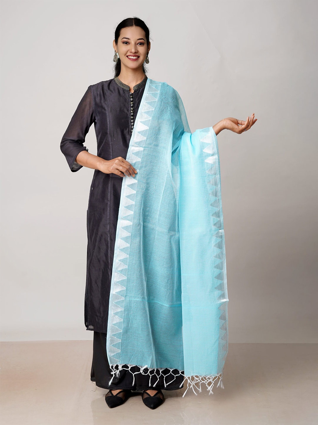 Unnati Silks Woven Design Pure Cotton Kota Dupatta, Blue