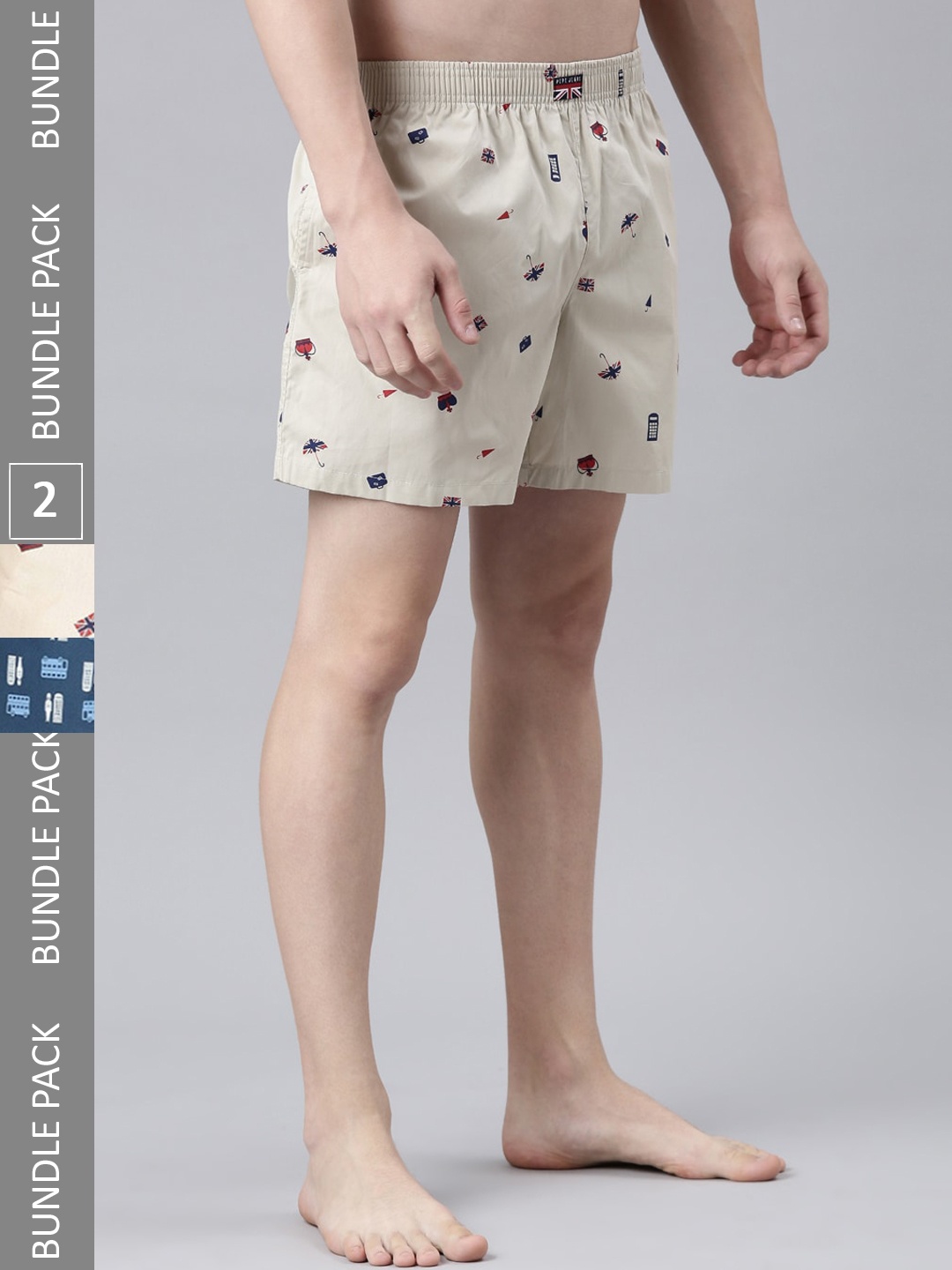 

Pepe Jeans Pack of 2 Printed Pure Cotton Boxers 8904311381945, Beige