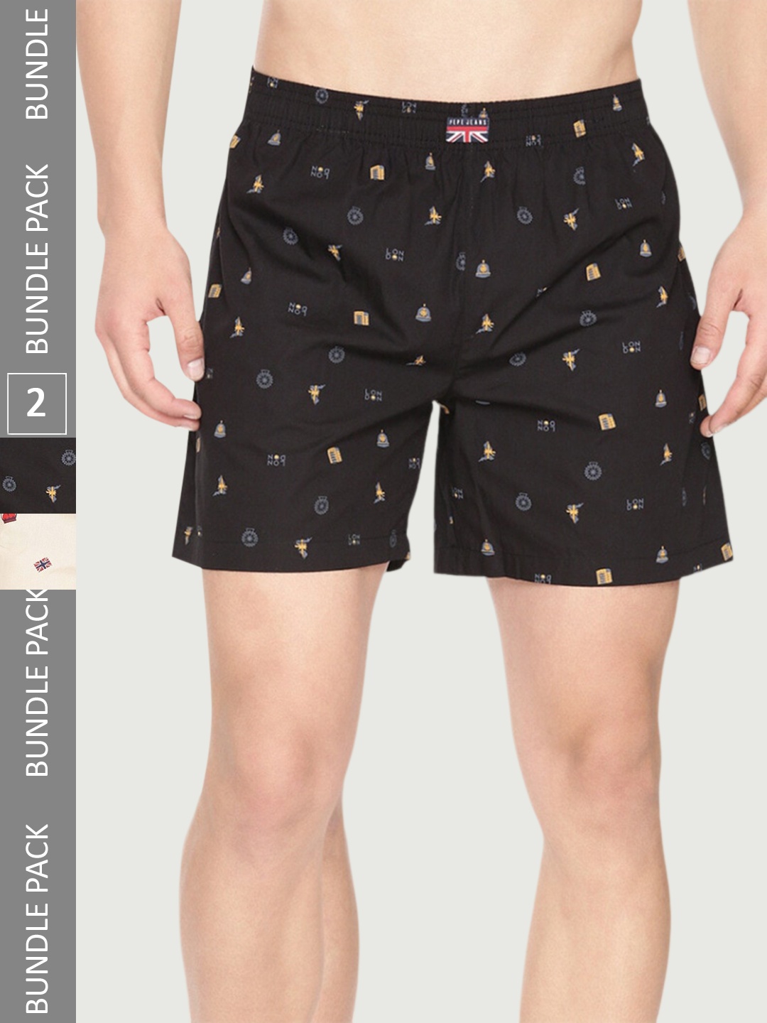 

Pepe Jean Pack Of 2 Printed Pure-Cotton Boxers 8904311382003, Black